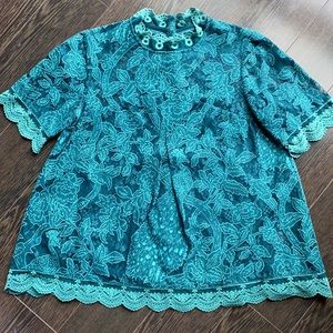 Anthropologie green lace HD in Paris Blouse
